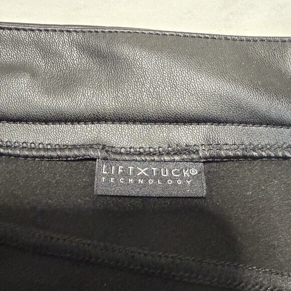 NYDJ Marilyn Straight Faux Leather Jeans Women 14 Black Sculpt Her Lift Tuck NEW - Picture 7 of 12